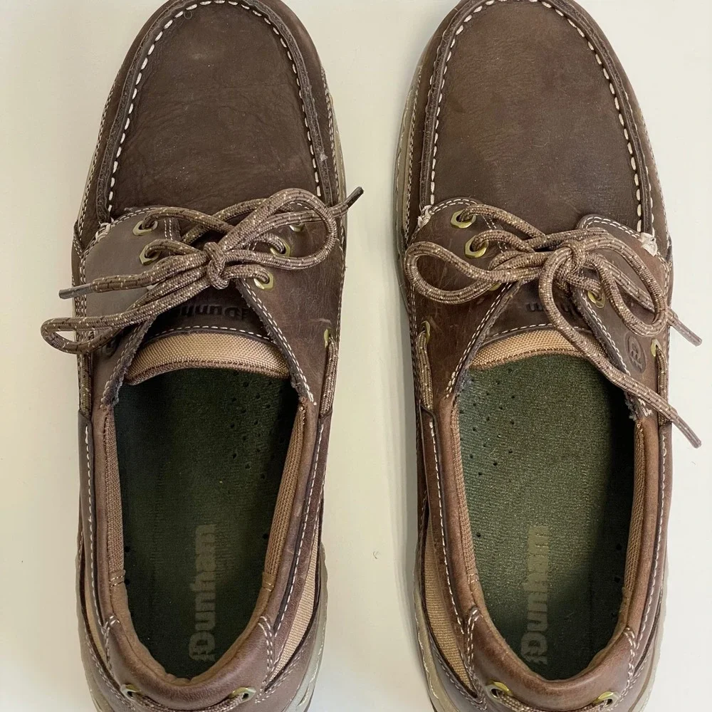 Dunham Men's Brown Leather Boat Shoes Size‎ 10.5 Athleisure Casual